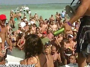 Hot chicks spring break on a boat